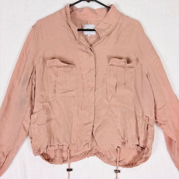 Rails Rowan Blush Pink Hidden Button Front Military Jacket Size Large - Picture 2 of 10
